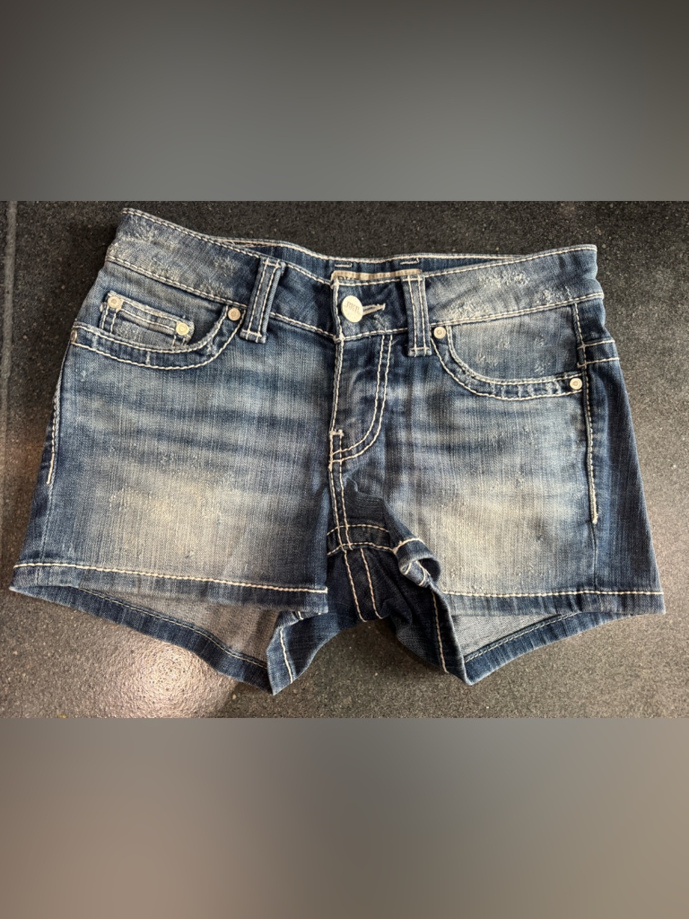 BKE Payton Women's Dark Blue Distressed Denim Jean Shorts